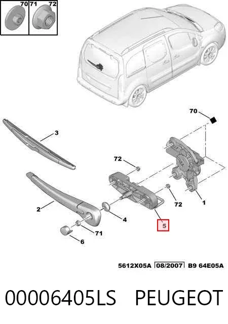 Varilla de limpiaparabrisas 00006405LS Peugeot/Citroen