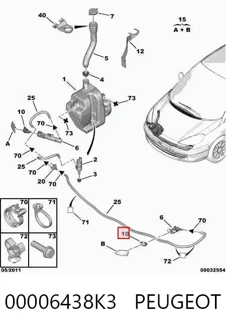 Boquilla del lavador de faros delanteros 00006438K3 Peugeot/Citroen