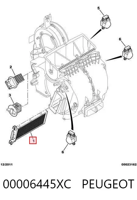 Calentador eléctrico de aire para el sistema de calefacción del habitáculo 00006445XC Peugeot/Citroen