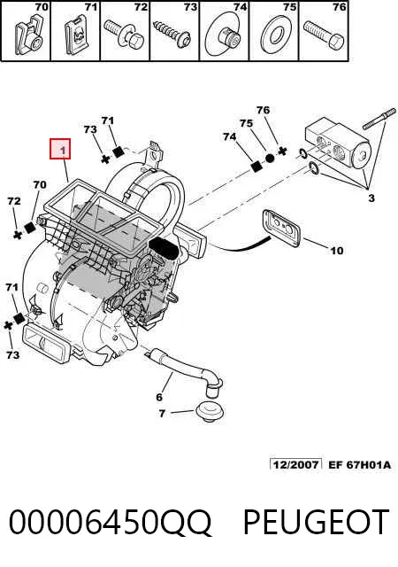 Evaporador de aire acondicionado 00006450QQ Peugeot/Citroen