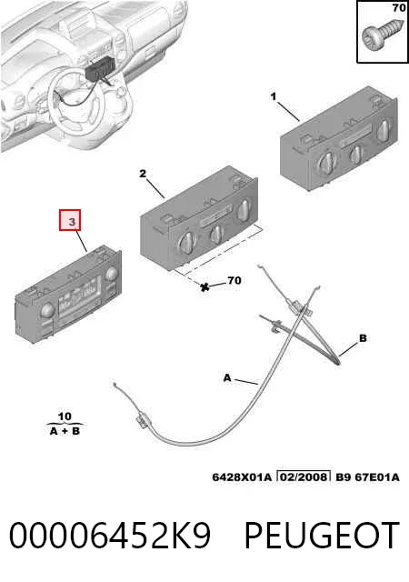 Unidad de control aire acondicionado 00006452K9 Peugeot/Citroen