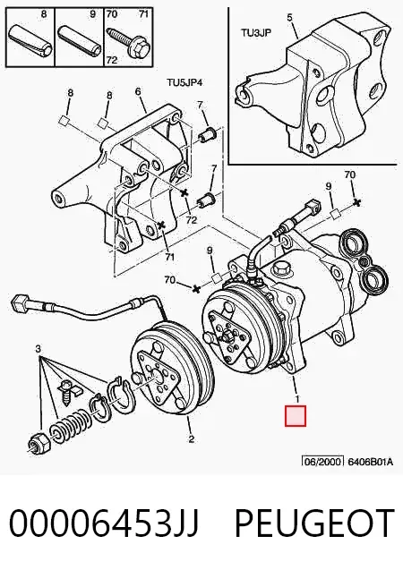 Compresor de aire acondicionado 00006453JJ Peugeot/Citroen