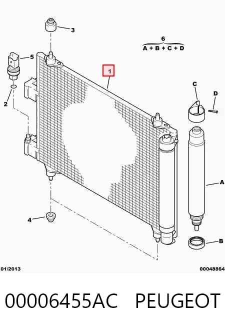 Condensador aire acondicionado 00006455AC Peugeot/Citroen