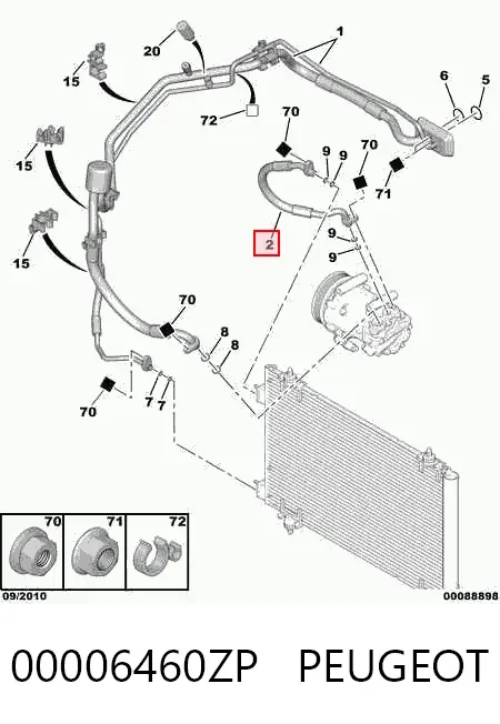 Manguera de aire acondicionado de compresor al condensador 00006460ZP Peugeot/Citroen