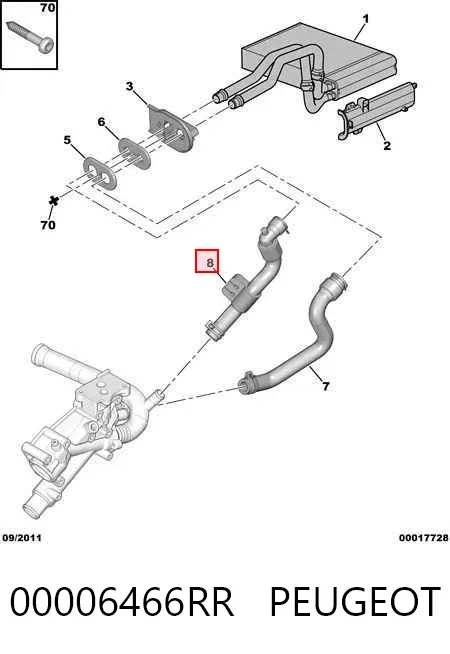 Manguera de calefacción, retorno 00006466RR Peugeot/Citroen