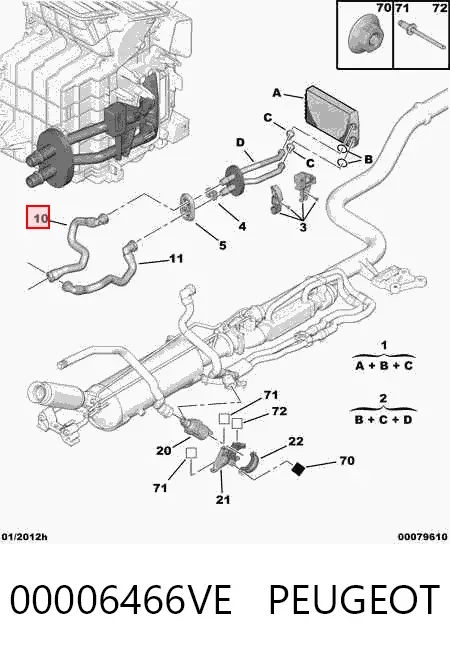 Manguera de calefacción, retorno 00006466VE Peugeot/Citroen