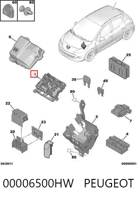 Caja de fusibles 00006500HW Peugeot/Citroen