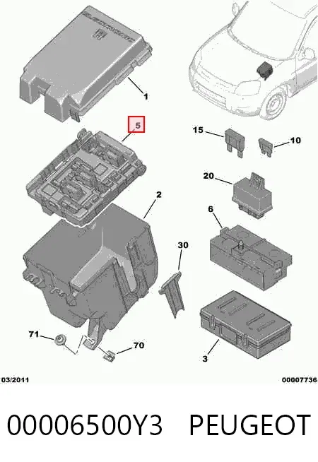 Caja de fusibles 00006500Y3 Peugeot/Citroen
