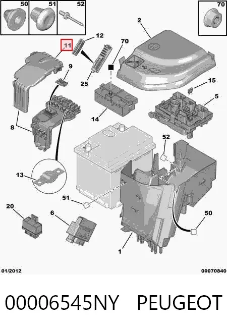 Tapa de la caja de fusibles 00006545NY Peugeot/Citroen