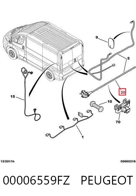 Guía de la puerta trasera batiente 00006559FZ Peugeot/Citroen