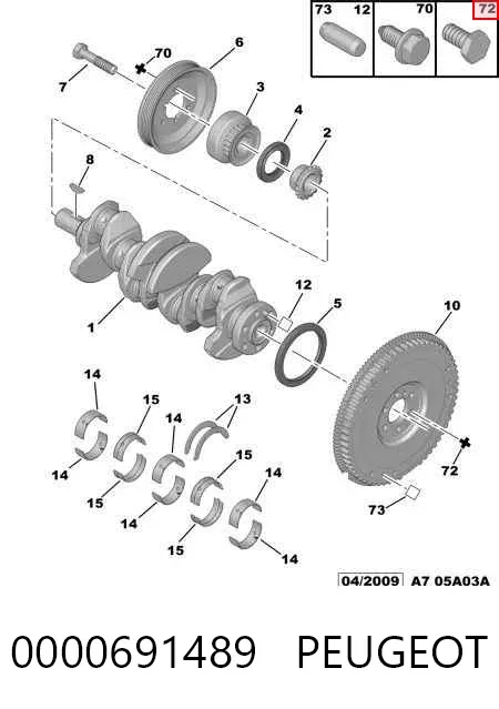 Perno de volante de inercia 0000691489 Peugeot/Citroen