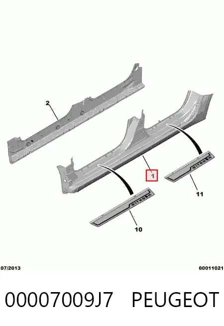 Umbral exterior izquierdo 00007009J7 Peugeot/Citroen