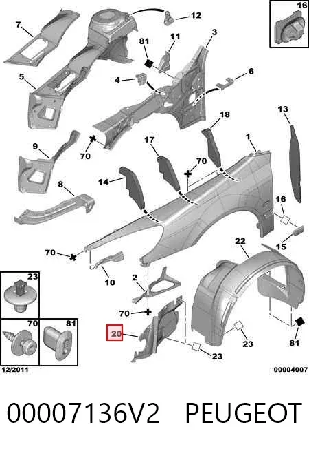 Protección derecha del motor 00007136V2 Peugeot/Citroen