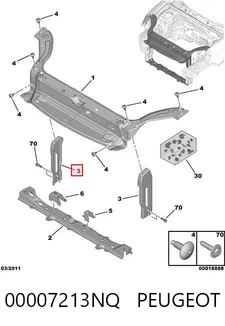 Soporte de panel frontal derecho 00007213NQ Peugeot/Citroen