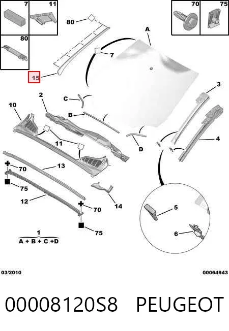 Moldura izquierda del parabrisas 00008120S8 Peugeot/Citroen