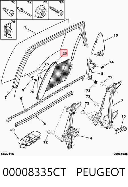 Cortina de la puerta trasera 00008335CT Peugeot/Citroen
