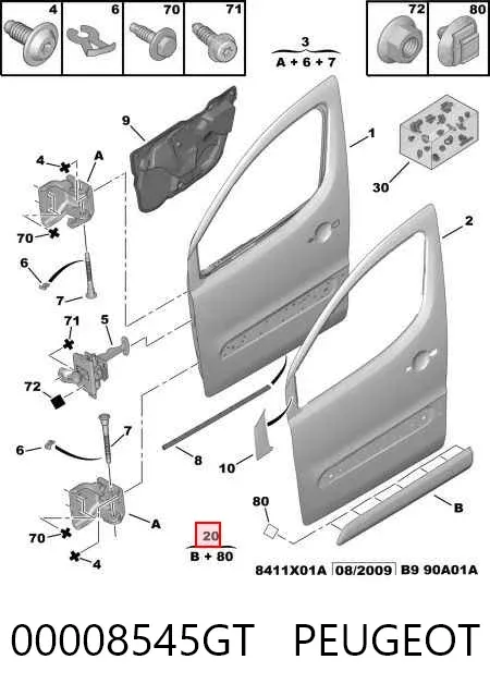 Moldura inferior de puerta delantera derecha 00008545GT Peugeot/Citroen
