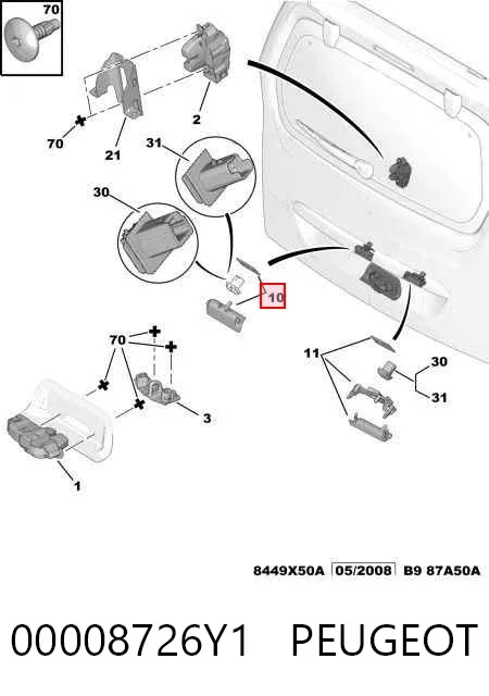 Tirador de puerta de maletero exterior 00008726Y1 Peugeot/Citroen