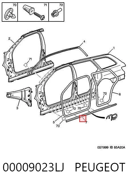 Sellador de moldura de estribo delantero izquierdo 00009023LJ Peugeot/Citroen