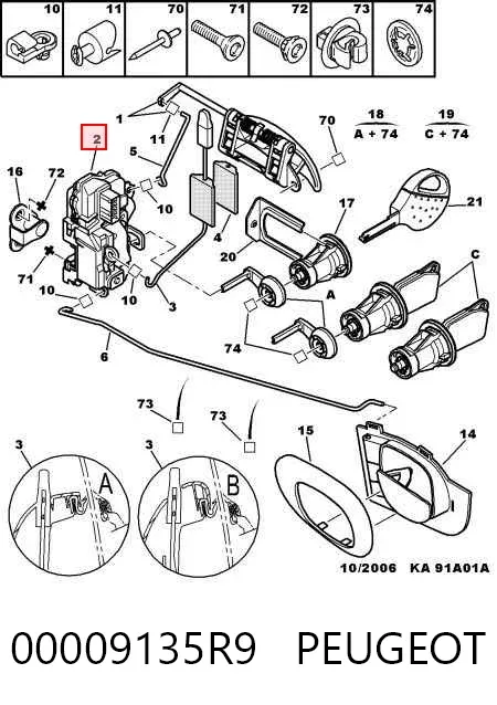 Cerradura 00009135R9 Peugeot/Citroen
