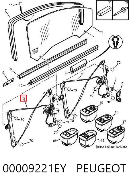 Mecanismo de elevalunas delantero izquierdo 00009221EY Peugeot/Citroen