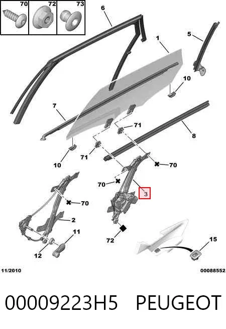 Mecanismo de elevalunas de la puerta trasera izquierda 00009223H5 Peugeot/Citroen