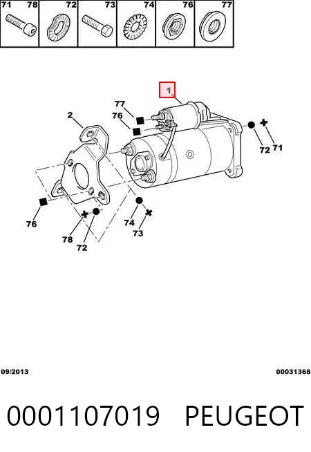 Motor de arranque 0001107019 Peugeot/Citroen