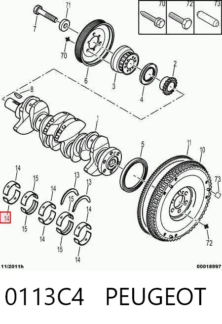 Juego de cojinetes de cigüeñal, estándar, STD 0113C4 Peugeot/Citroen