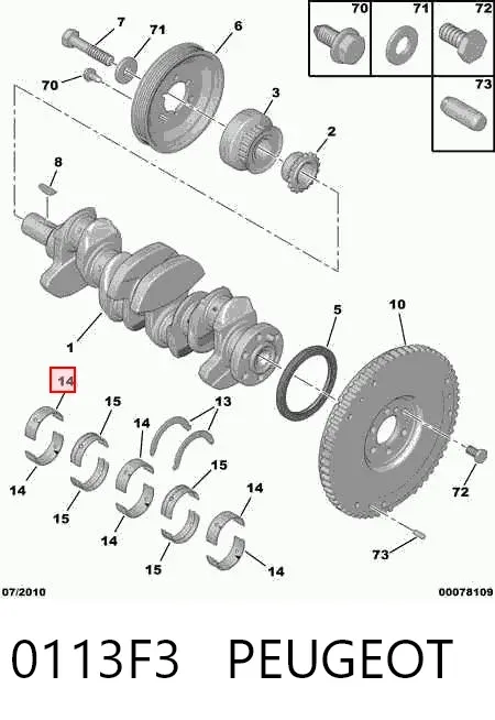 Juego de cojinetes de cigüeñal, estándar, STD 0113F3 Peugeot/Citroen