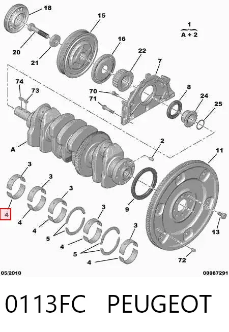 Juego de cojinetes de cigüeñal, estándar, STD 0113FC Peugeot/Citroen