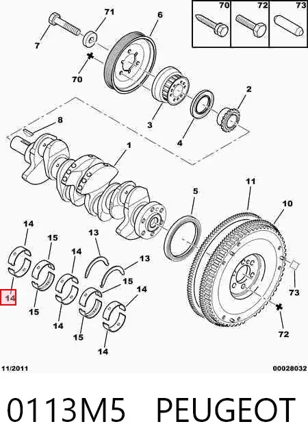 Juego de cojinetes de cigüeñal, estándar, STD 0113M5 Peugeot/Citroen