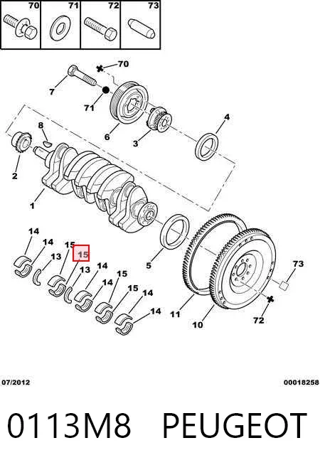 Juego de cojinetes de cigüeñal, estándar, STD 0113M8 Peugeot/Citroen
