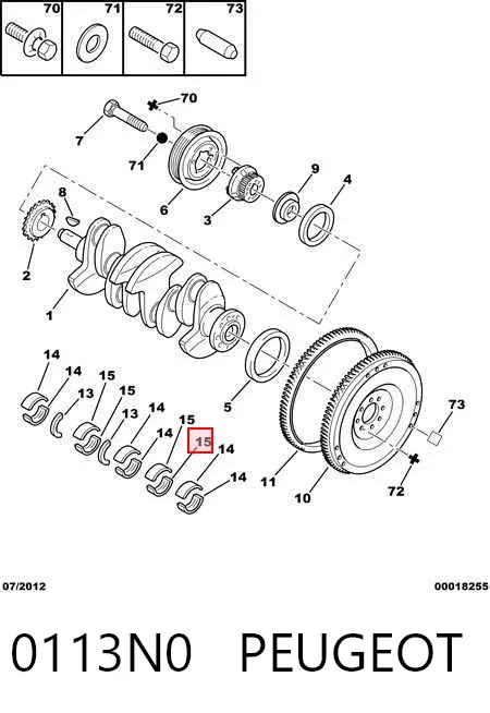 Juego de cojinetes de cigüeñal, estándar, STD 0113N0 Peugeot/Citroen