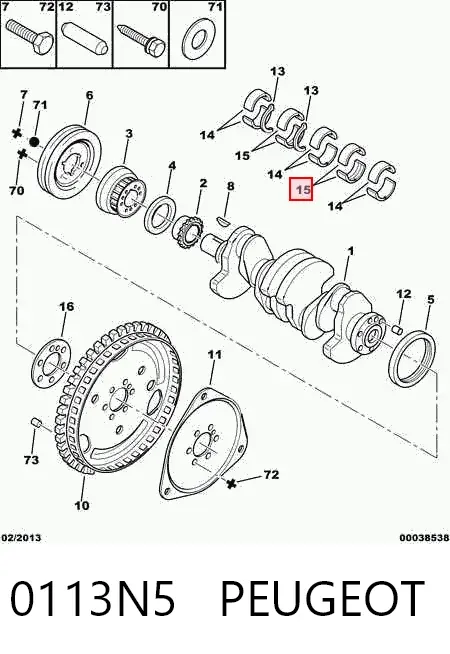 Juego de cojinetes de cigüeñal, estándar, STD 0113N5 Peugeot/Citroen