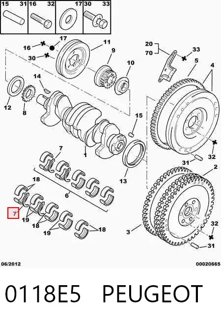 Juego de discos distanciador, cigüeñal, STD 0118E5 Peugeot/Citroen