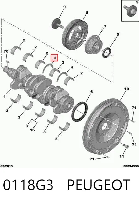 Juego de discos distanciador, cigüeñal, STD 0118G3 Peugeot/Citroen