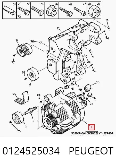 Alternador 0124525034 Peugeot/Citroen