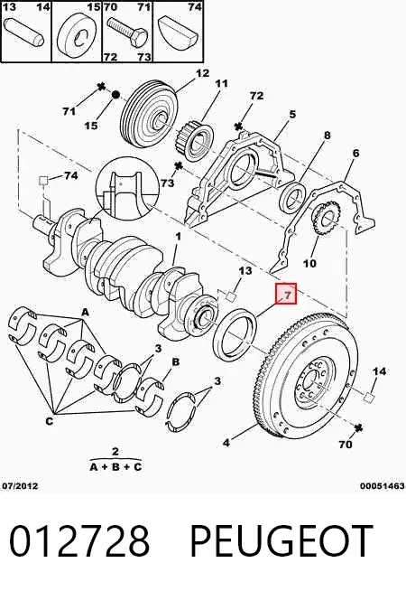 Retén de cigüeñal 012728 Peugeot/Citroen