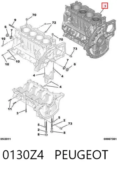 Bloque de cilindros del motor PEUGEOT 0130Z4