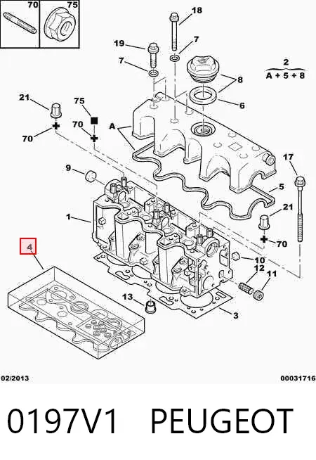 Juego de juntas superiores de motor 0197V1 Peugeot/Citroen