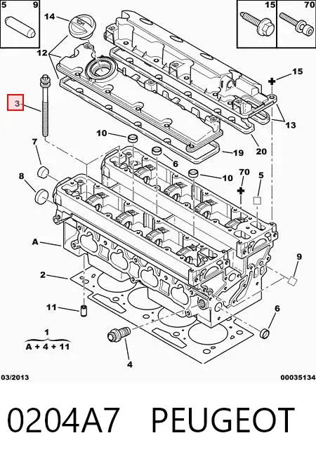 Tornillo culata 0204A7 Peugeot/Citroen