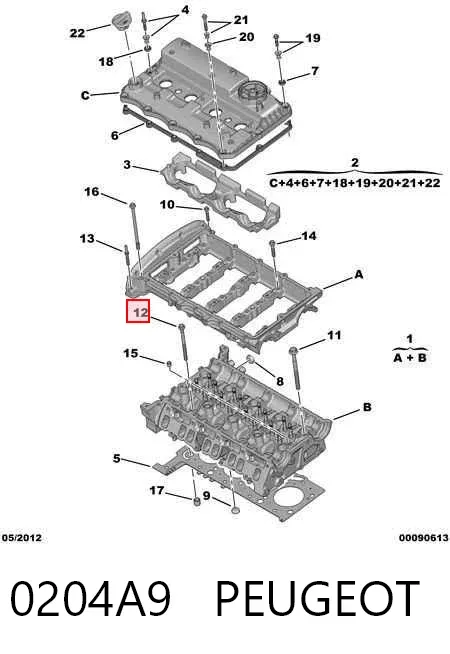 Tornillo culata 0204A9 Peugeot/Citroen