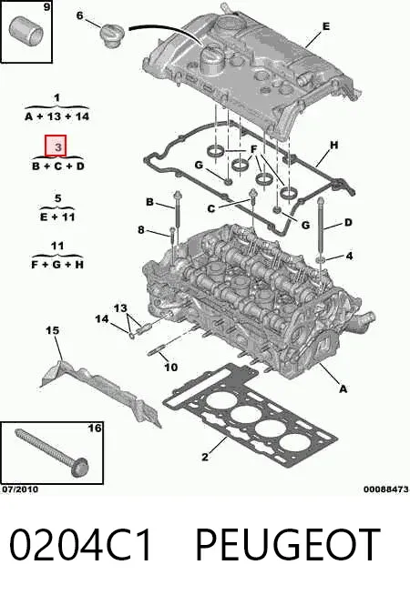 Tornillo culata 0204C1 Peugeot/Citroen