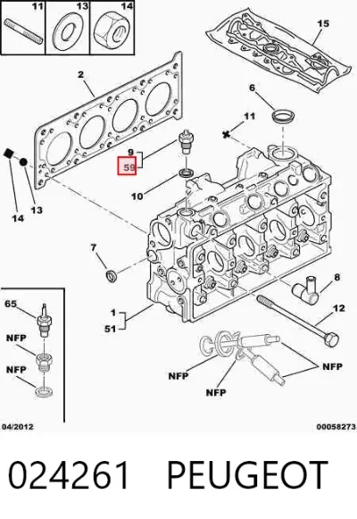 Sensor de temperatura de aceite del motor PEUGEOT 024261