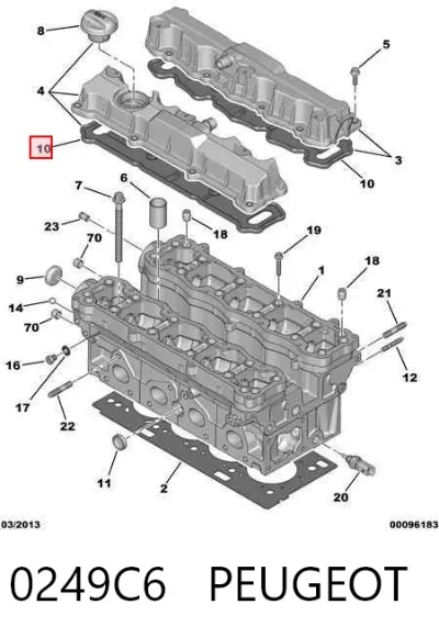 Junta de la tapa de válvulas del motor PEUGEOT 0249C6