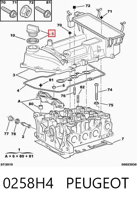 Tapa de aceite de motor 0258H4 Peugeot/Citroen