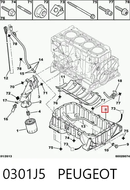 Cárter de aceite del motor 0301J5 Peugeot/Citroen