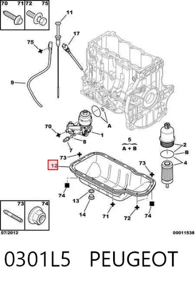 Cárter de aceite del motor PEUGEOT 0301L5