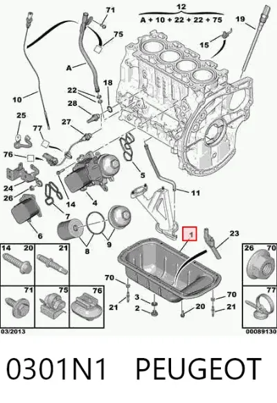 Cárter de aceite del motor PEUGEOT 0301N1
