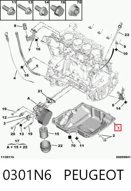 Cárter de aceite del motor 0301N6 Peugeot/Citroen